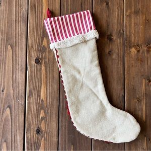 Rustic Red & White Burlap Christmas Stockings